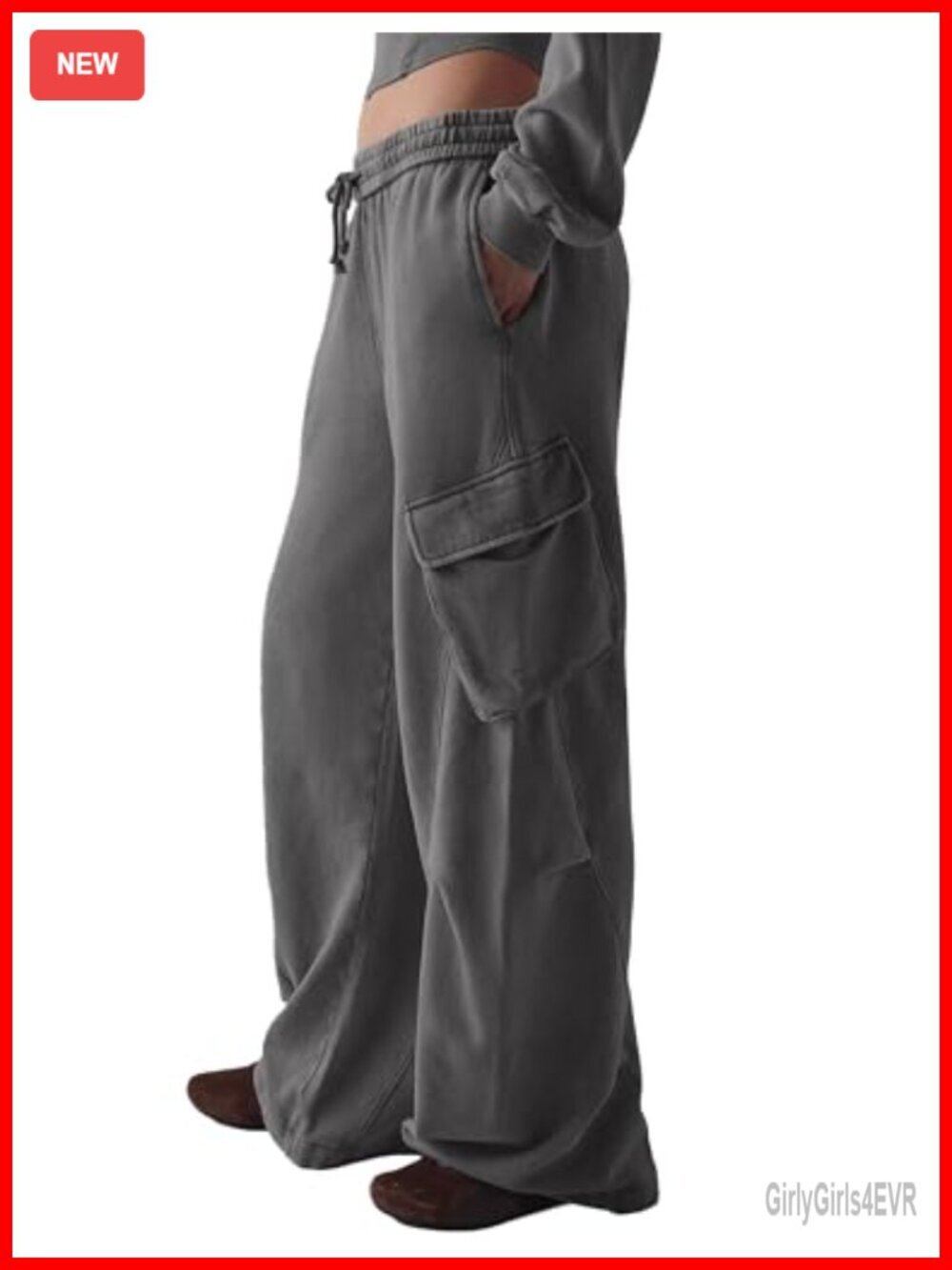 High Waisted Baggy Cargo Sweatpants Wide Leg Joggers Streetwear